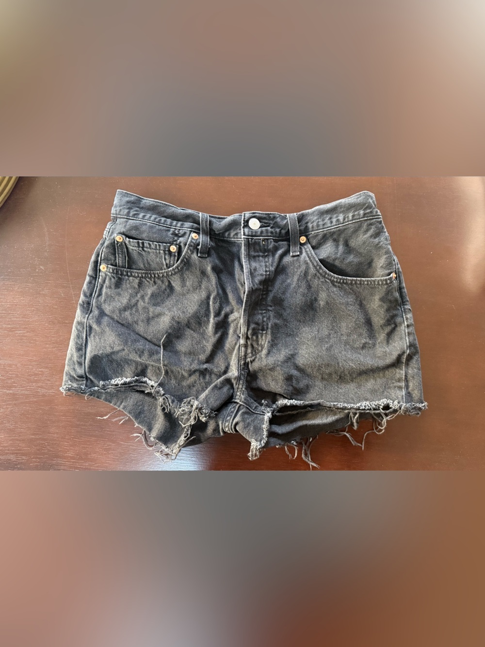 Levi's Black Distressed Cutoff Denim Shorts